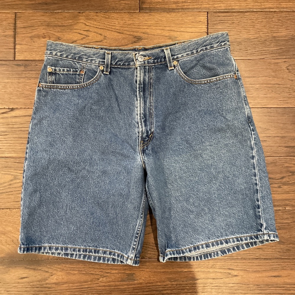 Y2K 2000s Levis 550 Baggy Denim‎ Shorts Jorts Light Wash 100% Cotton Mens 38